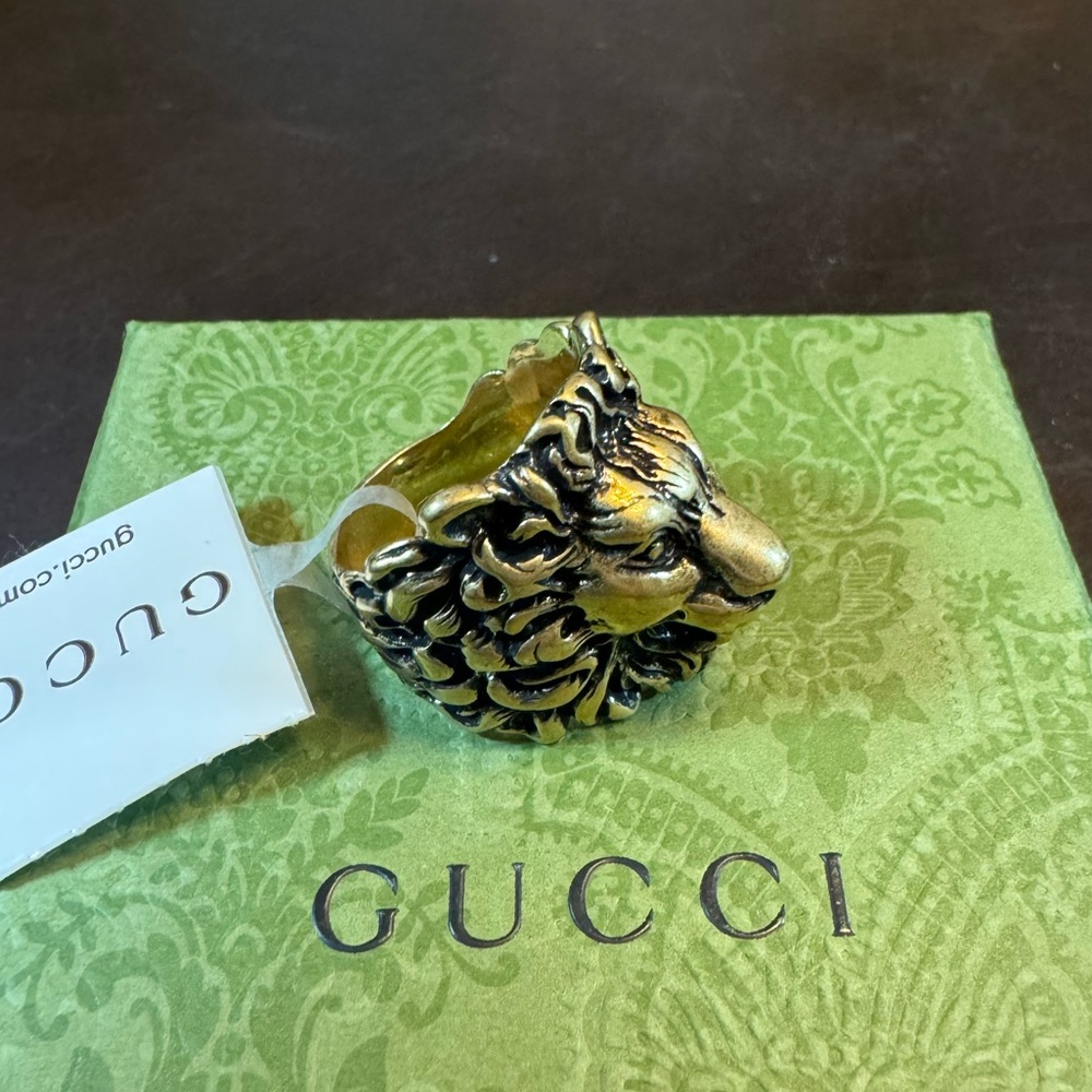 New Authentic Gucci Lion Head Ring Size IT 19 / US 8.75 - Picture 6 of 13